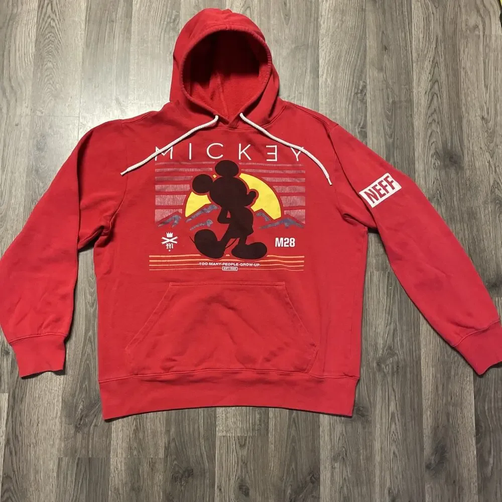 Disney Collection By Neff Mickey Mouse Hoodie Sweatshirt Mens Size Medium Red